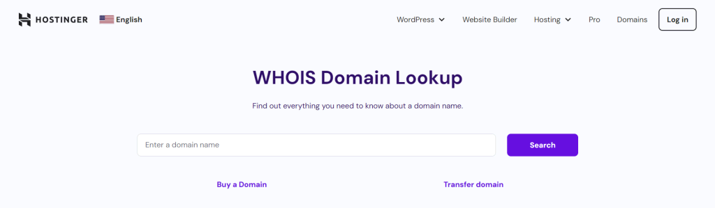 WHOIS domein Lookup zoekfunctie
