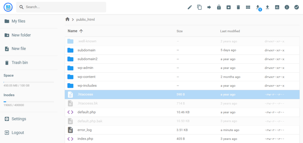 hPanel - .htaccess bestand in public_html directory