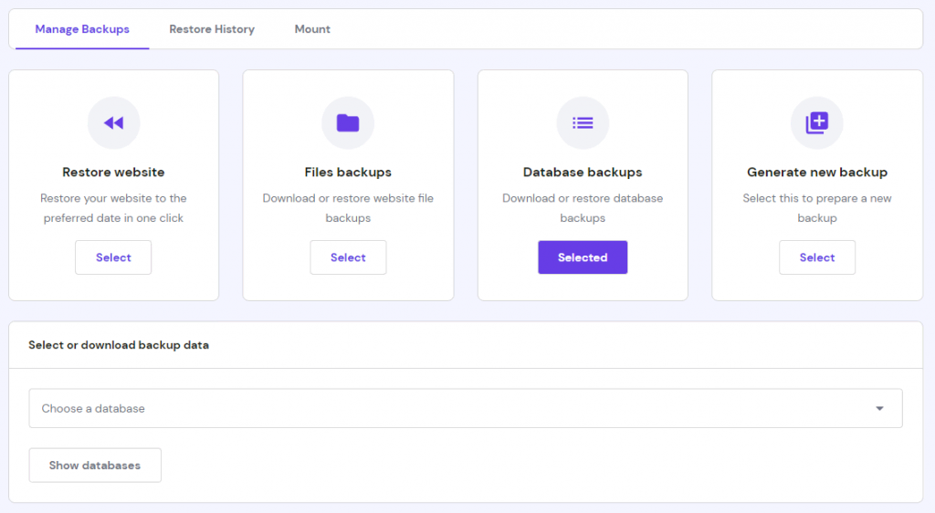 Datebase Selecteren in Datebase Back-ups in Joomla
