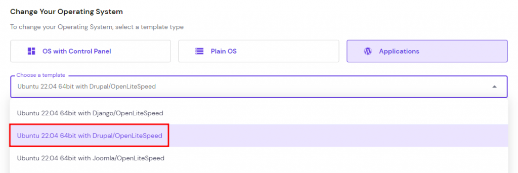 Drupal installeren met behulp van een template