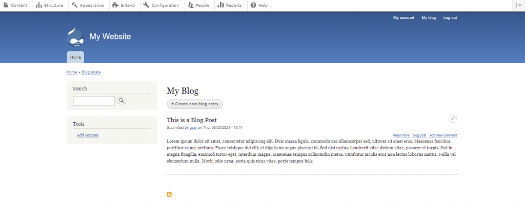 Je blogbericht zou nu zichtbaar moeten zijn in het gedeelte Blog op je startpagina.