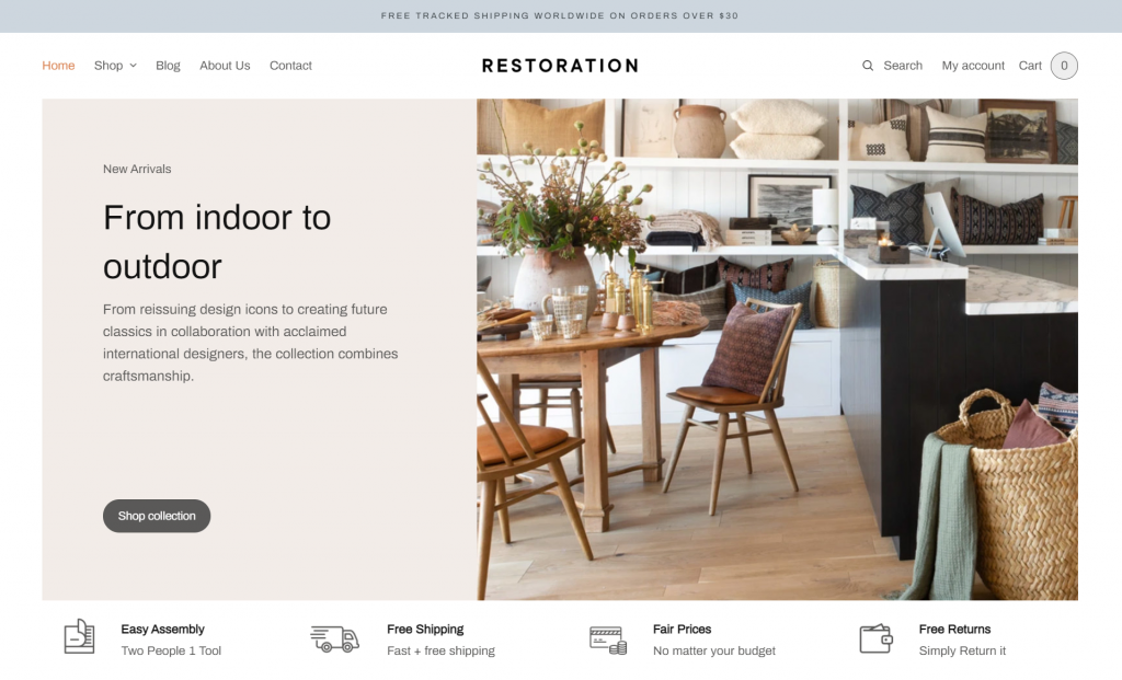 theme-wordpress-ecommerce Thème WordPress d'e-commerce Restoration