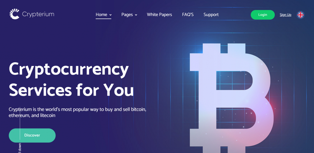 La page de prévisualisation de Crypterium, un thème WordPress