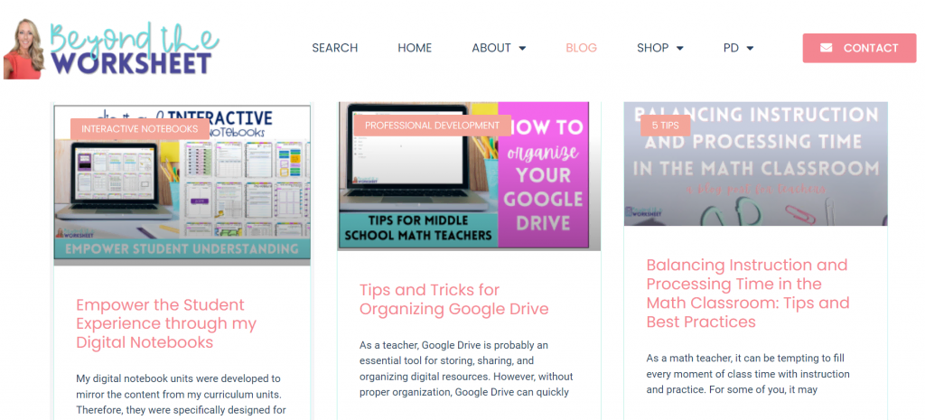 exemples-de-sites-de-professeurs Beyond The Worksheet site web blog page