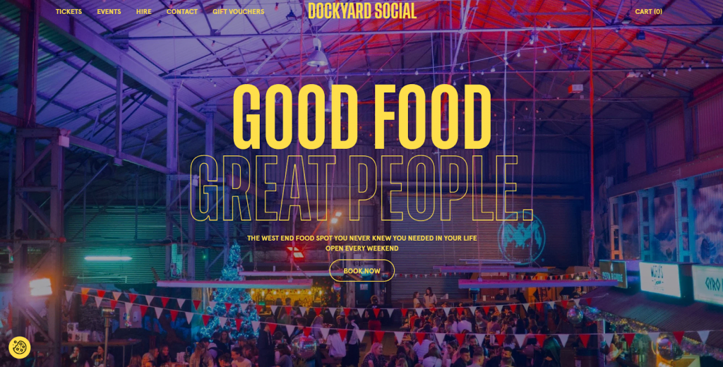 mauvais-exemples-de-conception-de-sites Page d'accueil de The Dockyard Social.