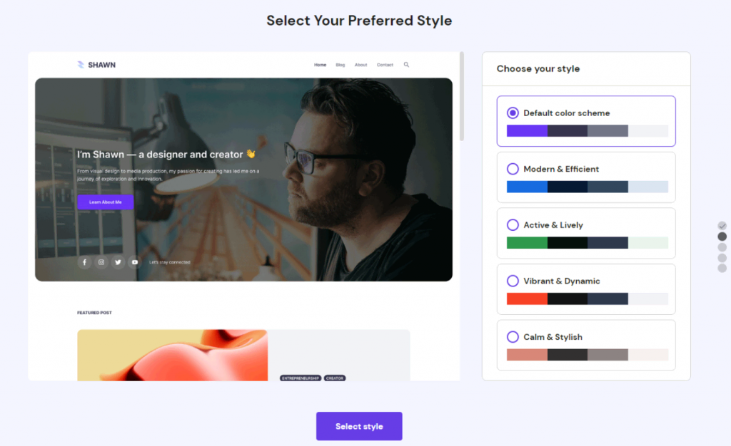 Options de style du thème Hostinger Blog