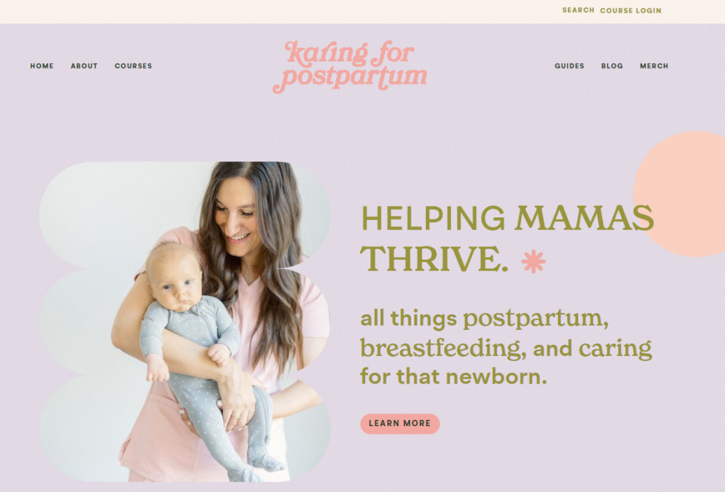 exemples-de-sites-de-professeurs Page d'accueil du site web Karing for Postpartum
