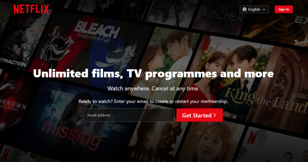 mauvais-exemples-de-conception-de-sites La landing page de Netflix.