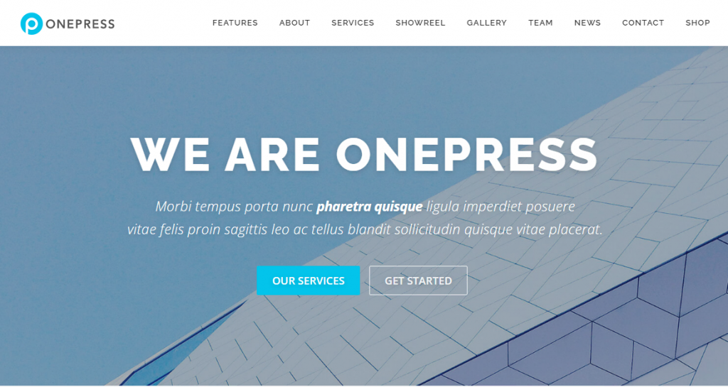 La page d'accueil du site démo du thème OnePress