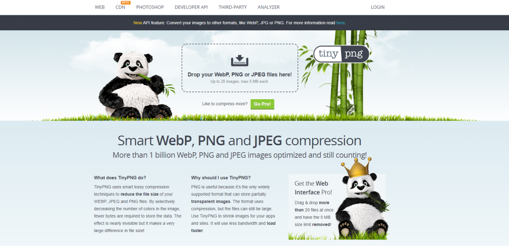 mauvais-exemples-de-conception-de-sites La page d'accueil du site TinyPNG