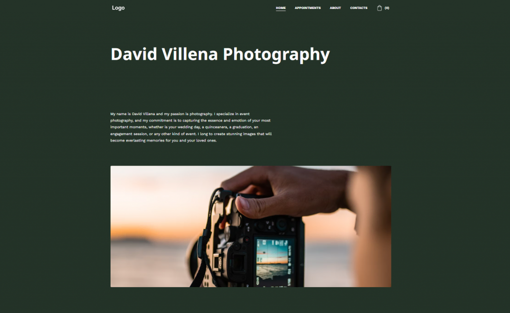 site-photographe Page d'accueil du site photographe David Villena