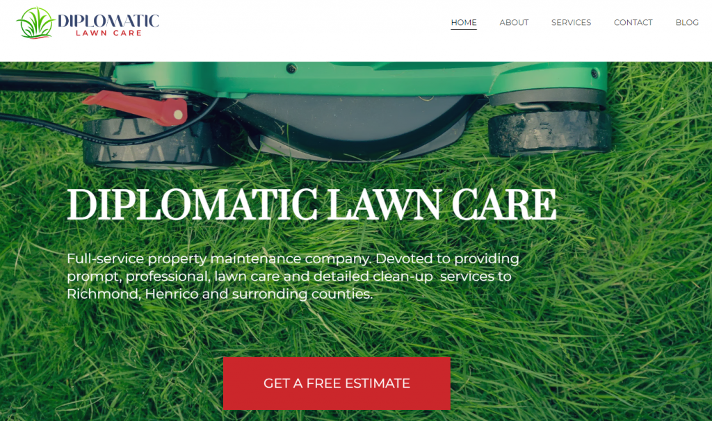 exemples-de-sites-de-services-professionnels Page d'accueil de Diplomatic Lawn Care