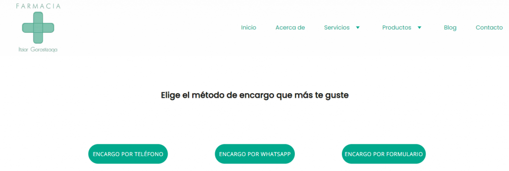 exemples-de-sites-de-services-professionnels Page de commande des produits de Farmacia Gorostizaga