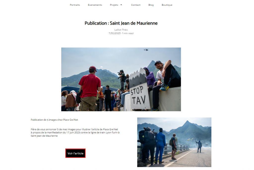 site-photographe Page du blog de Pinzoo avec le bouton "lire l'article" en évidence