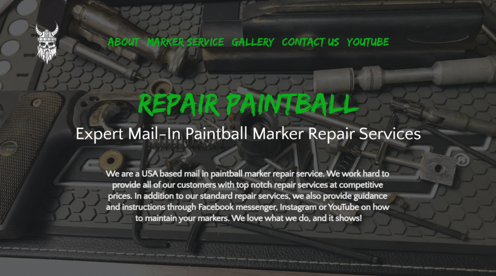 exemples-de-sites-de-services-professionnels Page d'accueil de Repair Paintball