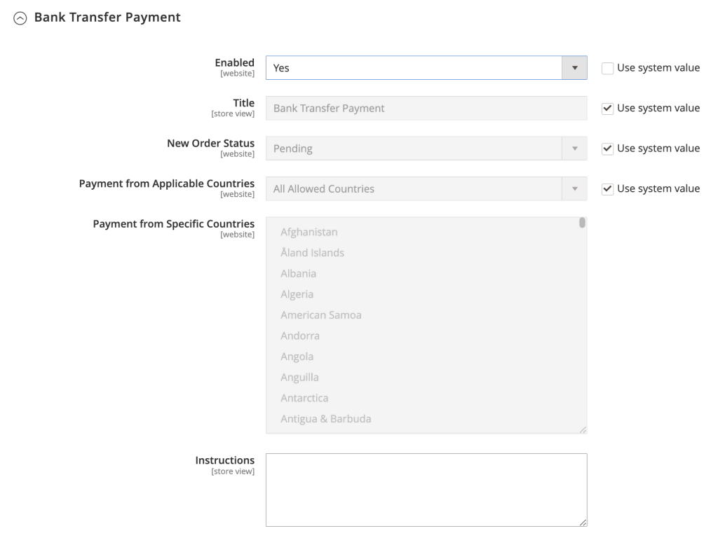 Activar la opción de pago mediante transferencia bancaria en Magento 2